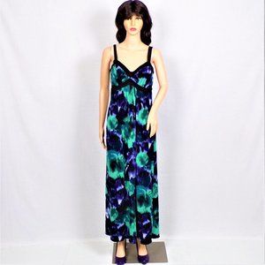 INTERMISSION size 10 purple/green/black/white off-the-shoulder maxi dress